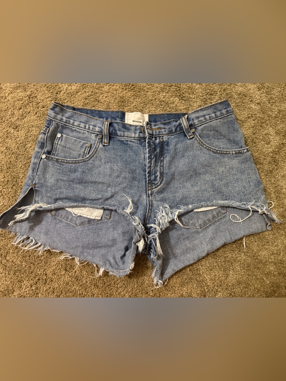 One Teaspoon Light Blue Denim Cutoff Shorts - Women